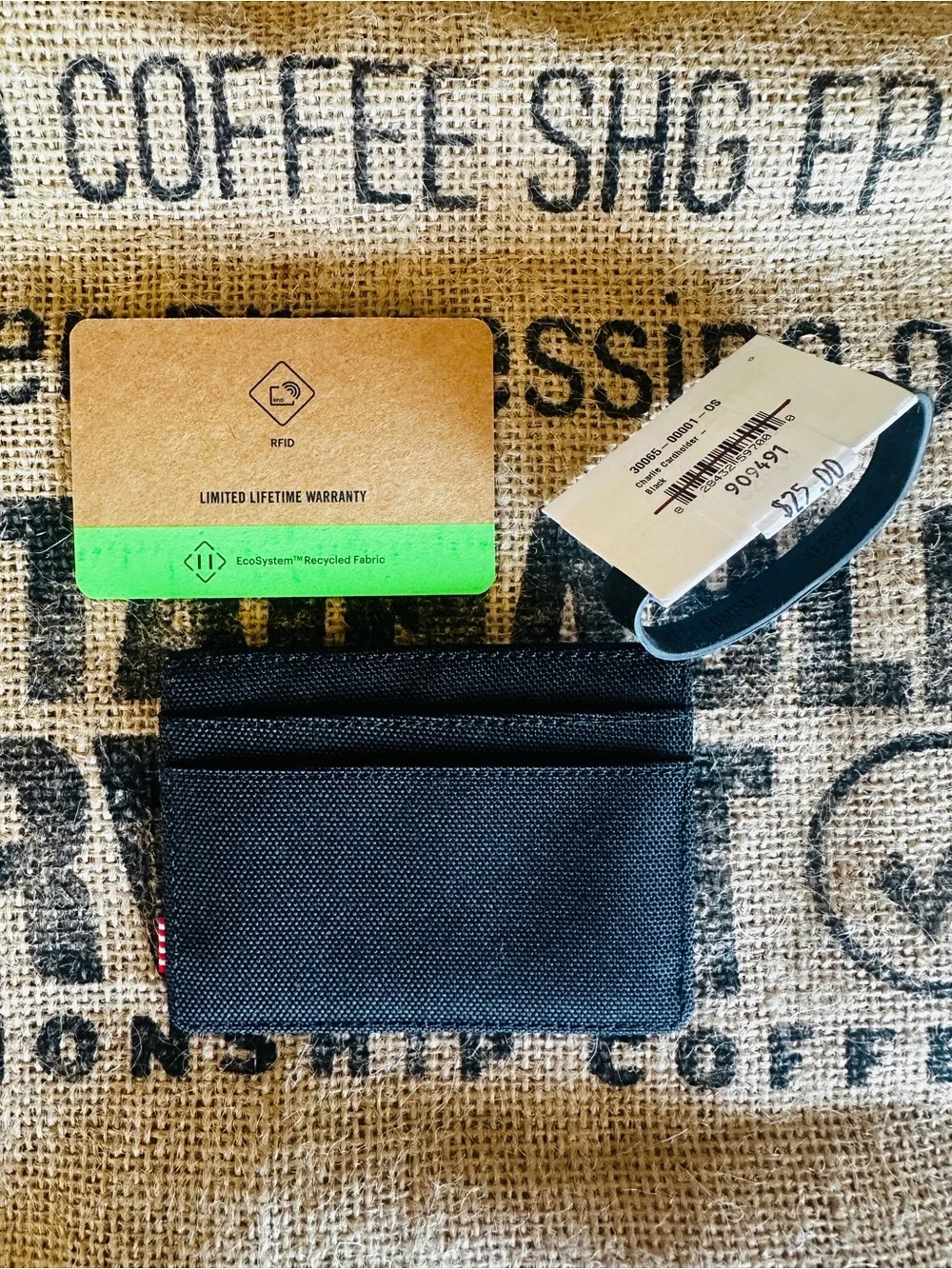 HERSCHEL Canvas Black Card Holder Wallet